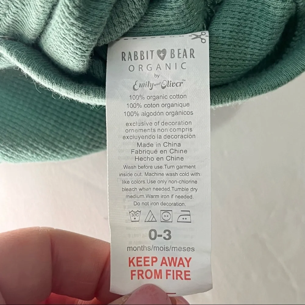 Rabbit + Bear Lot of 2 Newborn Baby Organic Cotton Onesie Bodysuits Size 0-3m